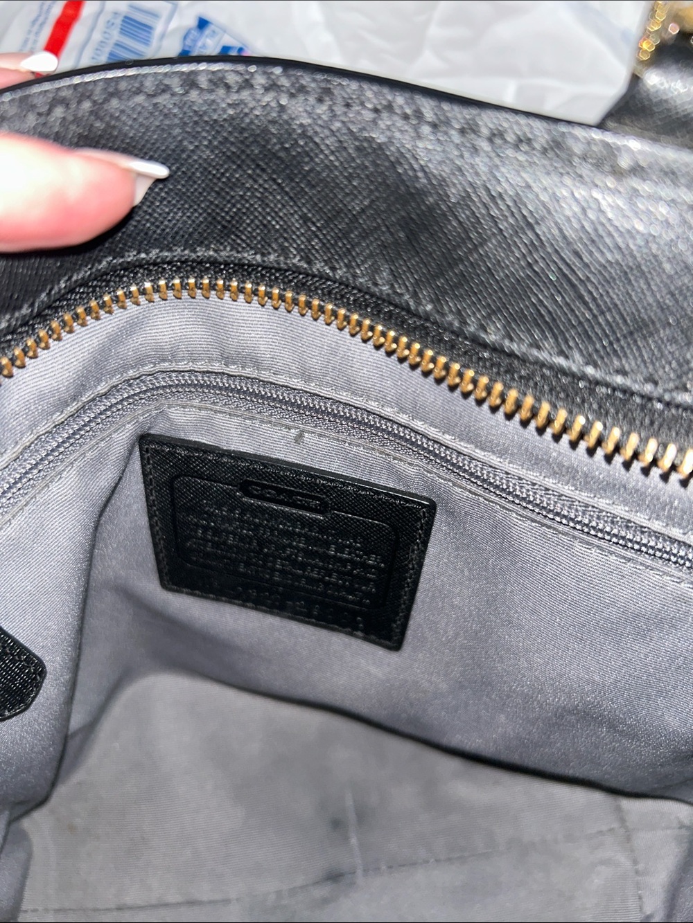 Coach Black Leather Small Tote with Gold Accents - Picture 2 of 9